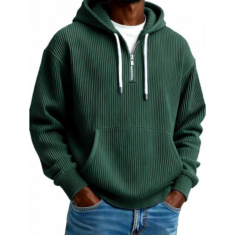 Men's Comfortable Half-Zip Hoodie with Pockets