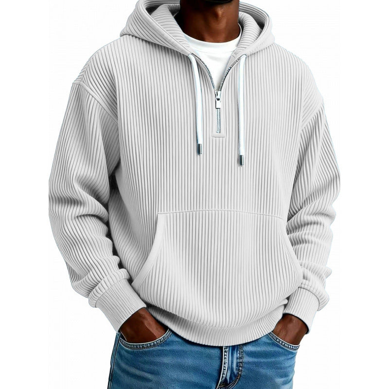 Men's Comfortable Half-Zip Hoodie with Pockets