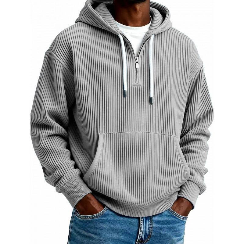Men's Comfortable Half-Zip Hoodie with Pockets