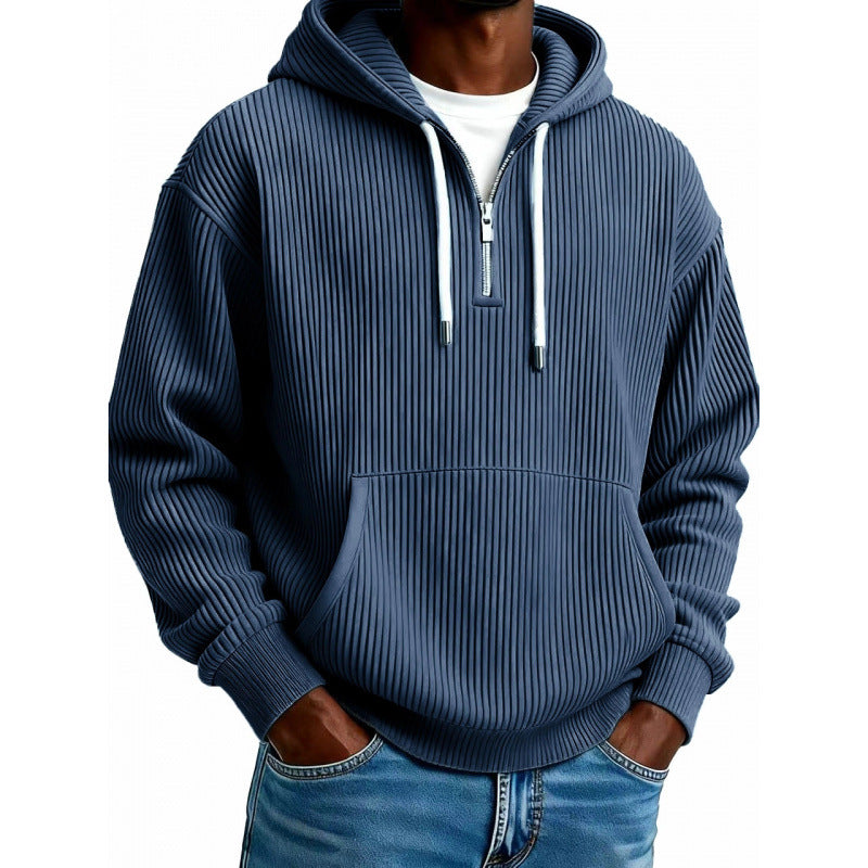Men's Comfortable Half-Zip Hoodie with Pockets