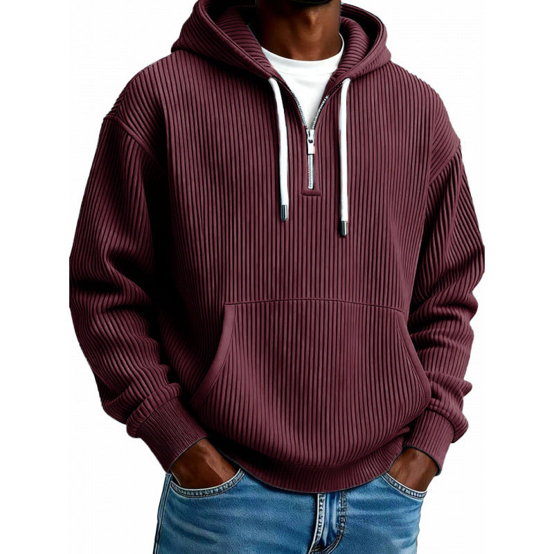 Men's Comfortable Half-Zip Hoodie with Pockets
