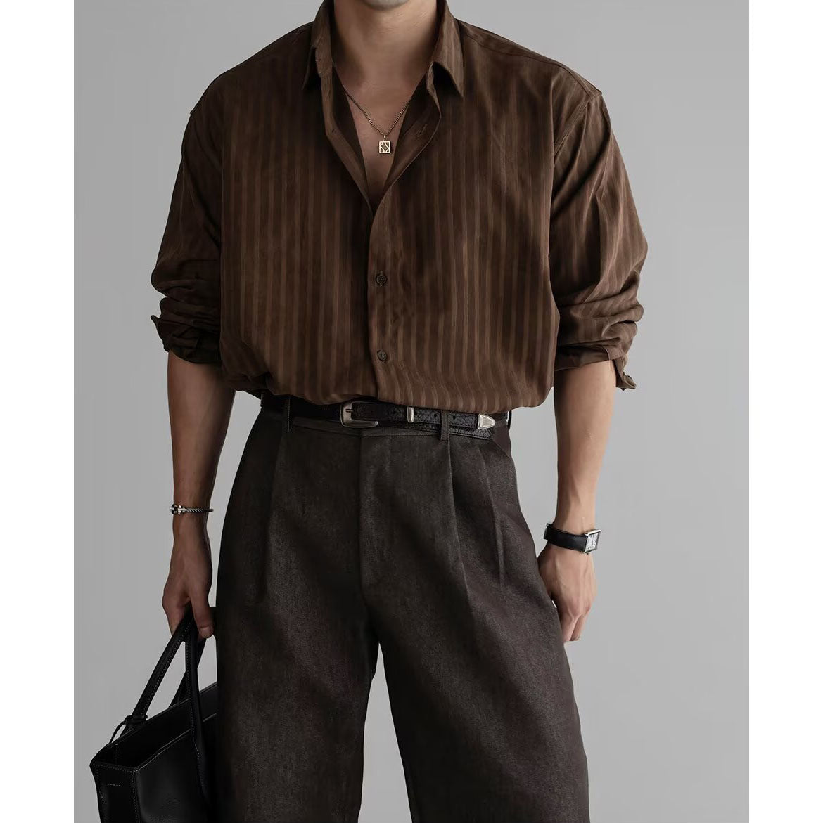 Men's Elegant Fine Ribbed Textured Shirt