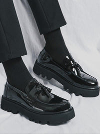 Men's High-Shine Tassel Loafers with Chunky Sole