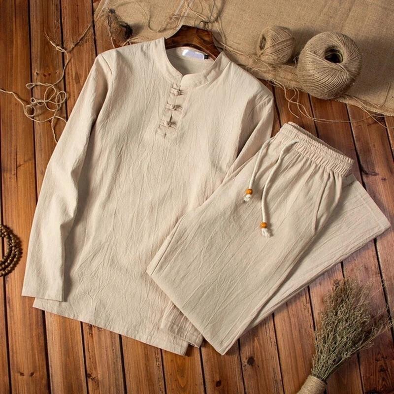 Men's Relaxed Fit Long-Sleeve Tracksuit in Breathable Cotton – Lightweight for Everyday Comfort
