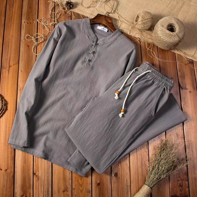 Men's Relaxed Fit Long-Sleeve Tracksuit in Breathable Cotton – Lightweight for Everyday Comfort