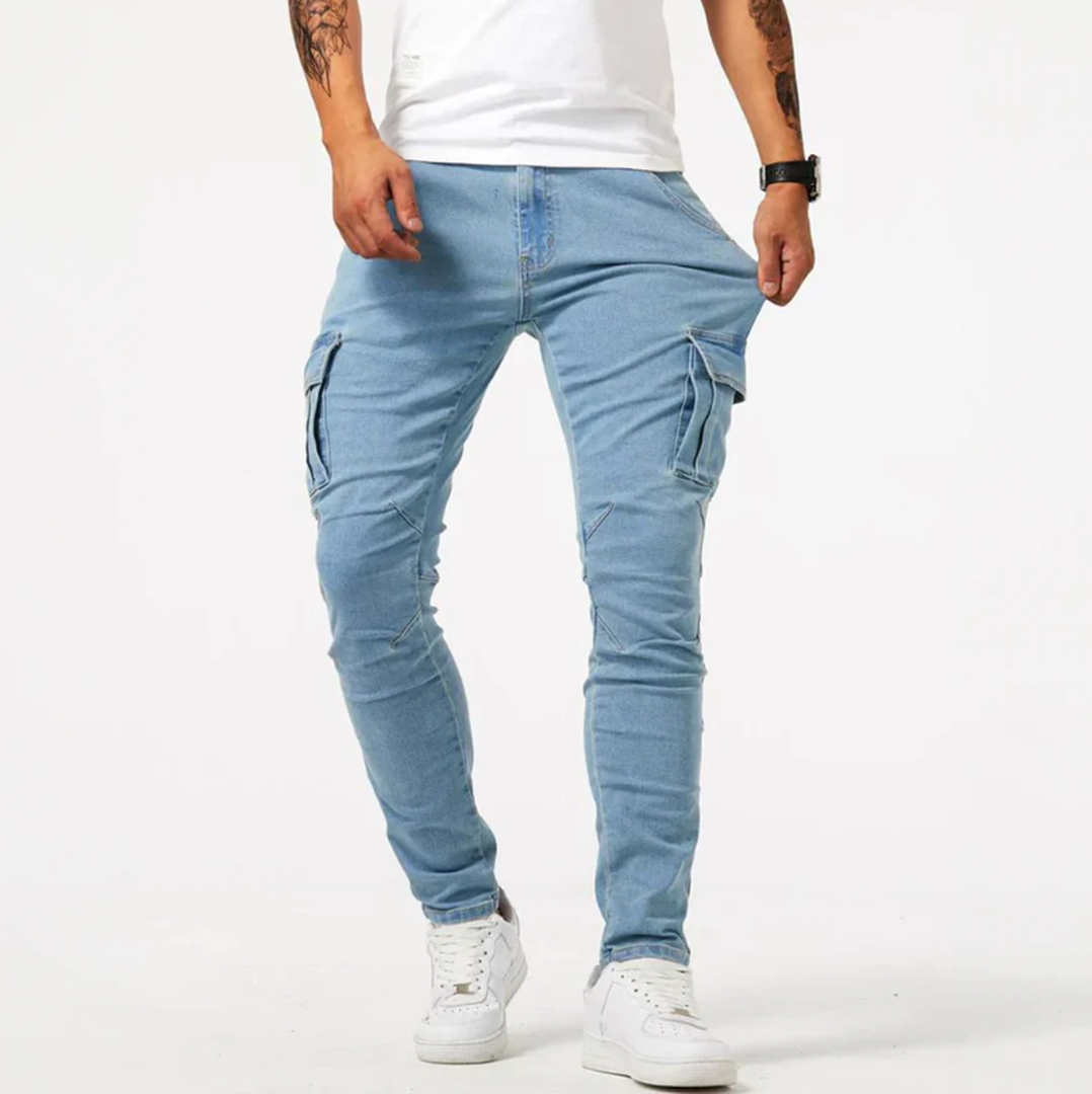 Men's Skinny Cargo Jeans with Pockets
