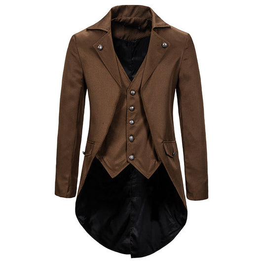Men's Victorian Swallowtail Tailcoat with Integrated Waistcoat