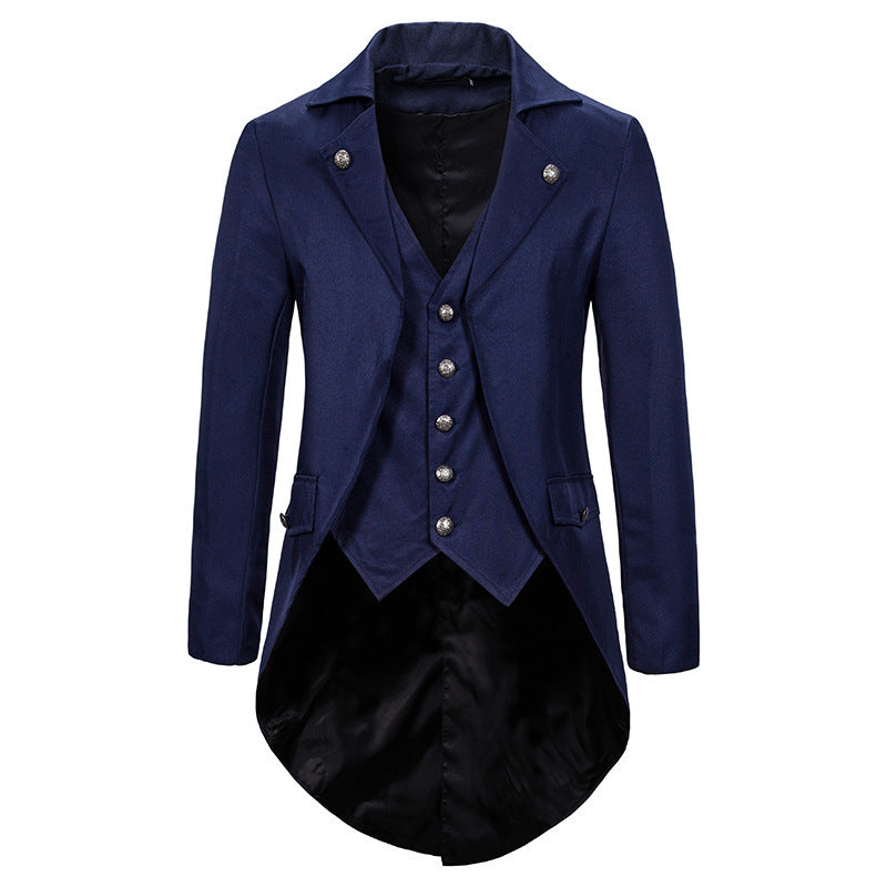 Men's Victorian Swallowtail Tailcoat with Integrated Waistcoat
