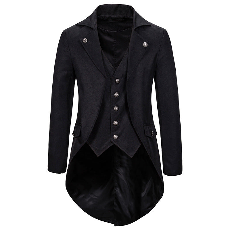 Men's Victorian Swallowtail Tailcoat with Integrated Waistcoat