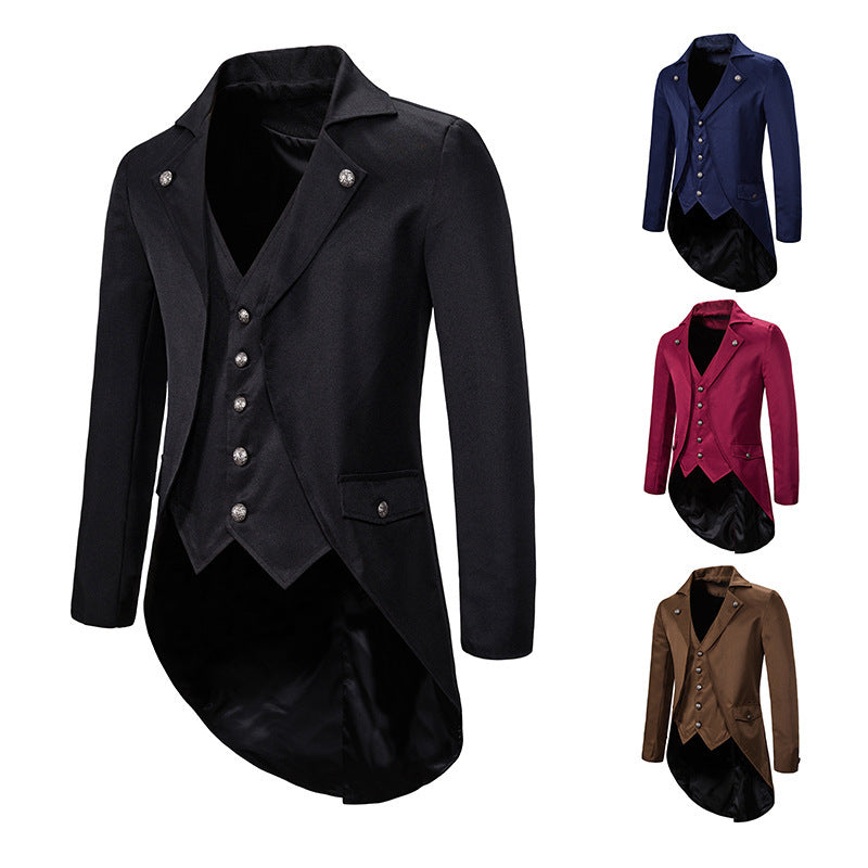 Men's Victorian Swallowtail Tailcoat with Integrated Waistcoat