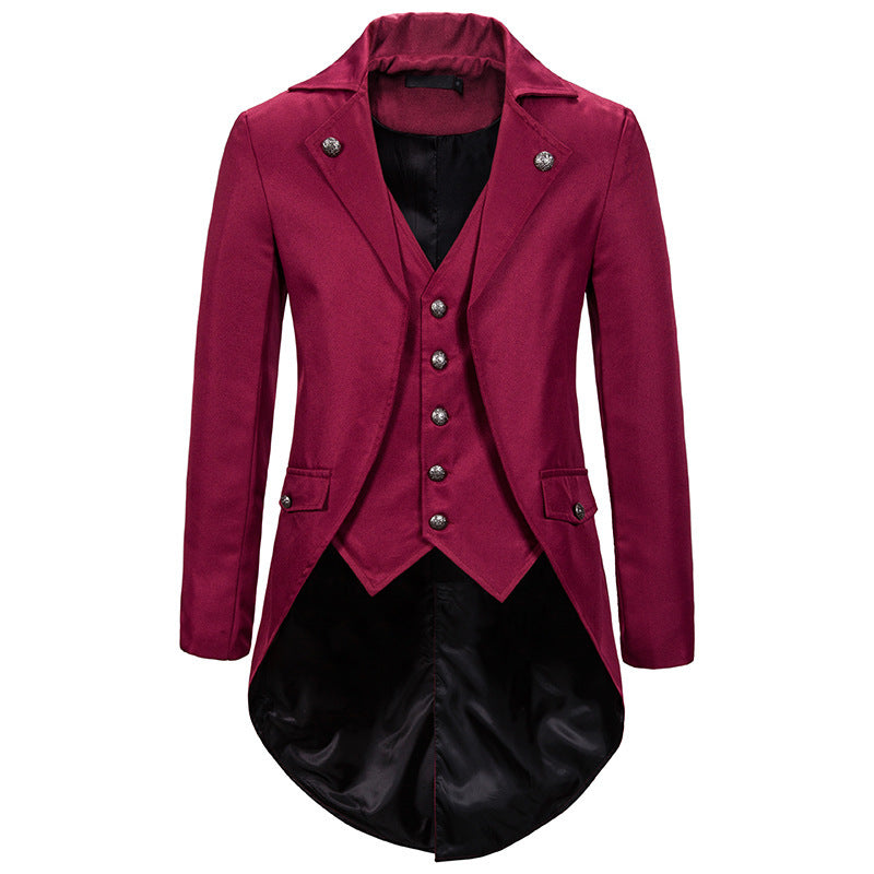 Men's Victorian Swallowtail Tailcoat with Integrated Waistcoat