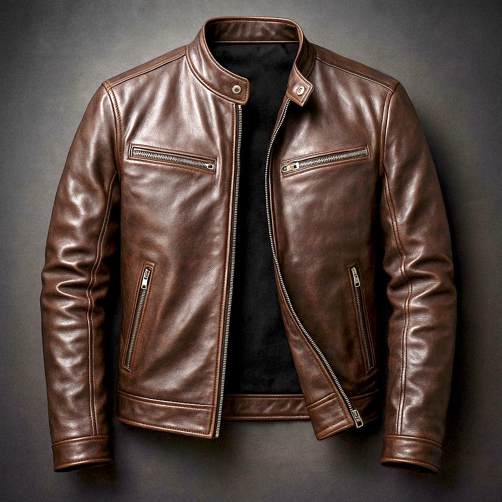 Men's Vintage PU Leather Jacket – Classic Retro Biker Jacket