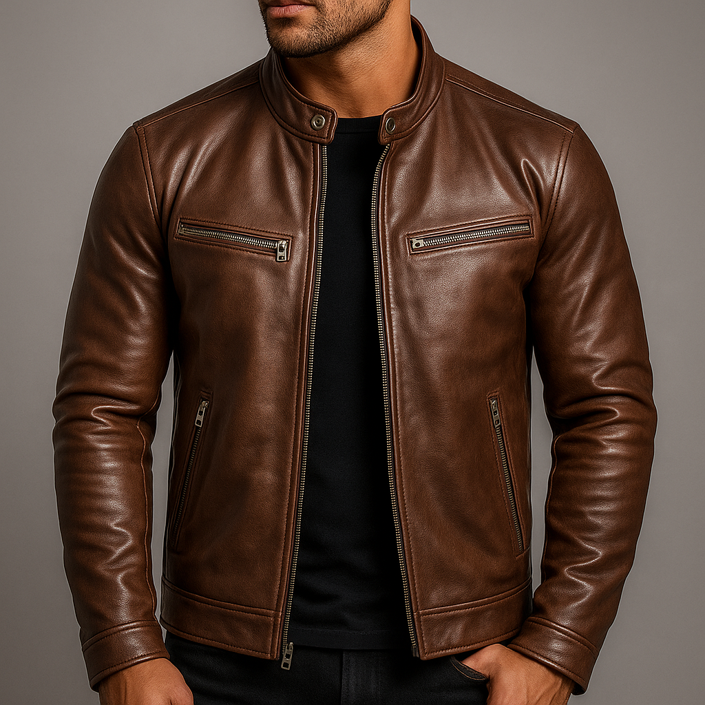 Men's Vintage PU Leather Jacket – Classic Retro Biker Jacket