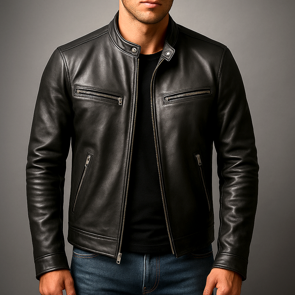 Men's Vintage PU Leather Jacket – Classic Retro Biker Jacket