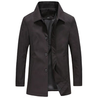Men's Windproof Solid Colour Long Jacket
