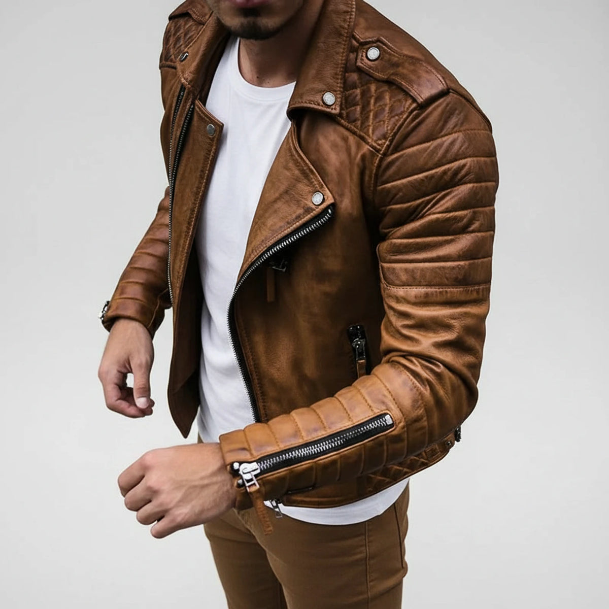 Quilted Biker Jacket for Men