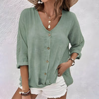 Meredith | Women's V-Neck Button-Down Blouse
