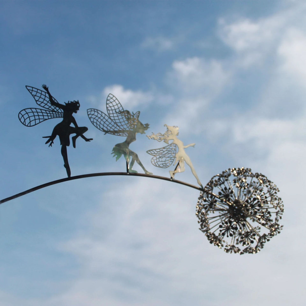 Metal Fairy Garden Sculpture Outdoor Lawn Decor