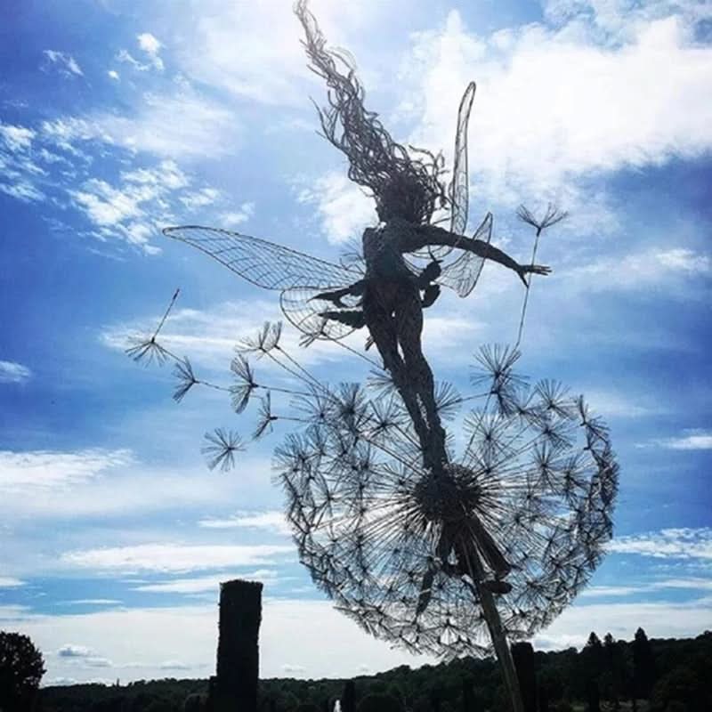 Metal Fairy Garden Sculpture Outdoor Lawn Decor