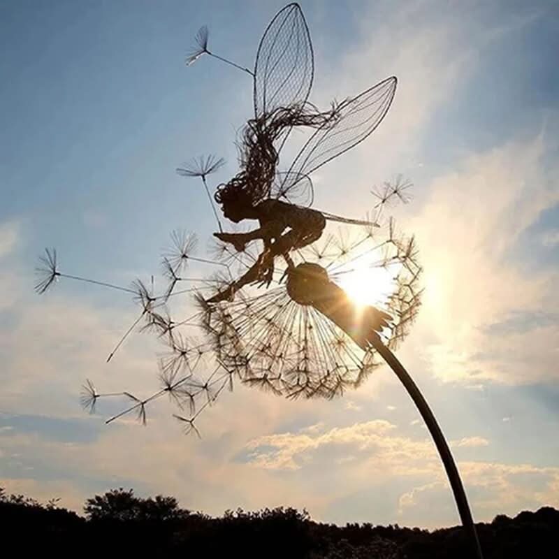 Metal Fairy Garden Sculpture Outdoor Lawn Decor