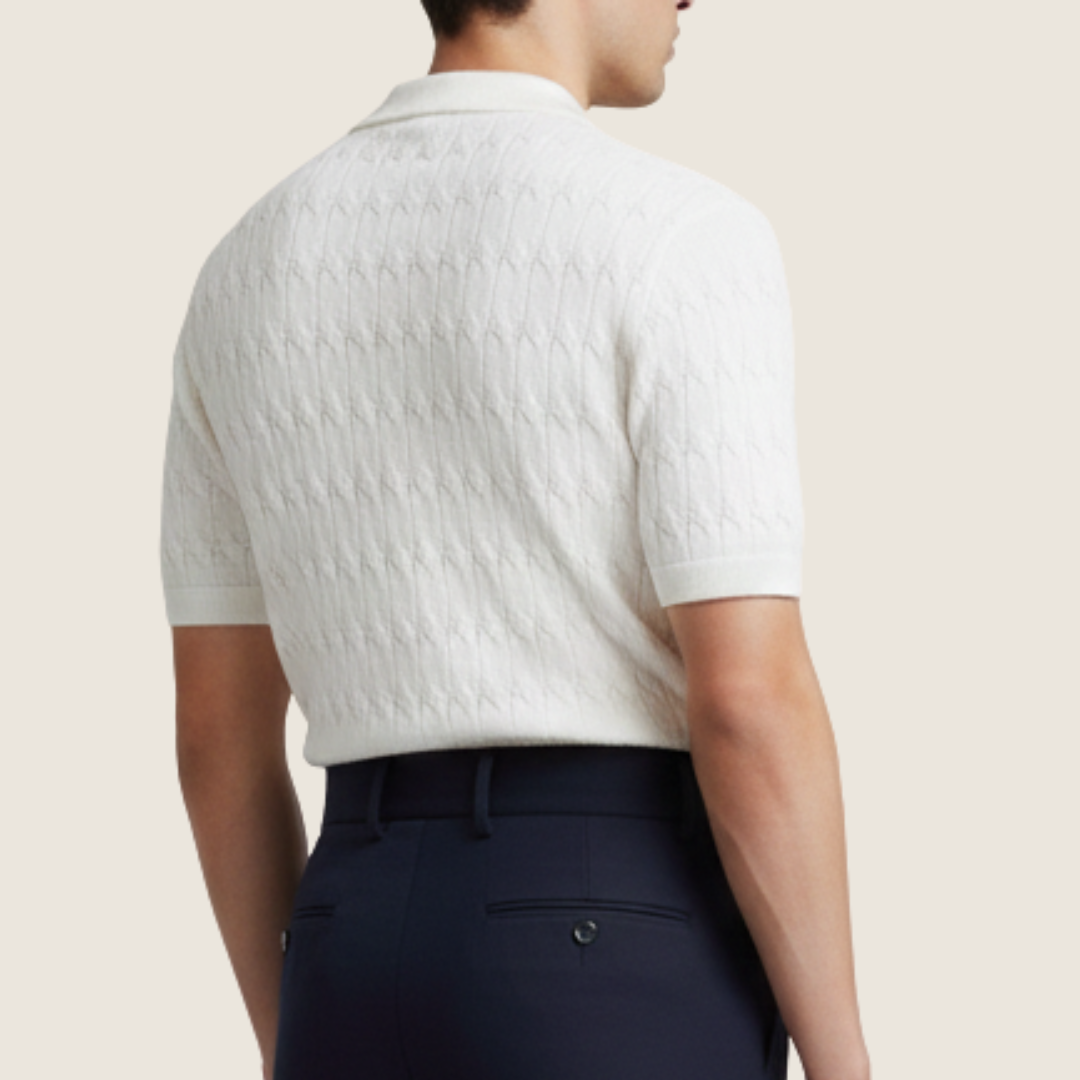 Image of Noel | Men's Textured Short Sleeve Polo Shirt