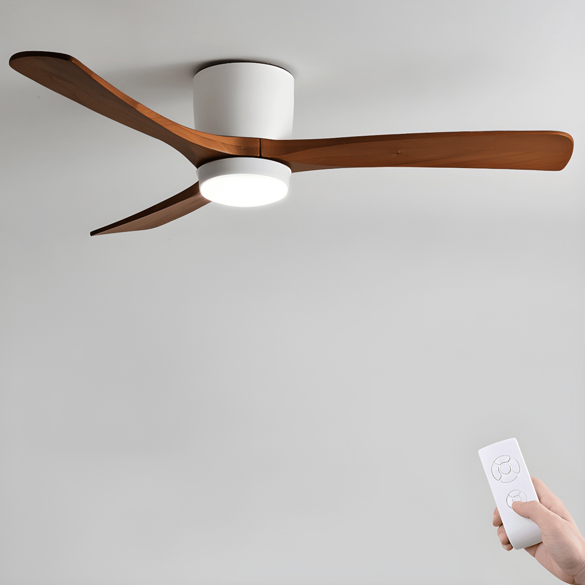 Nordic Wooden Ceiling Fan Light with Remote LED