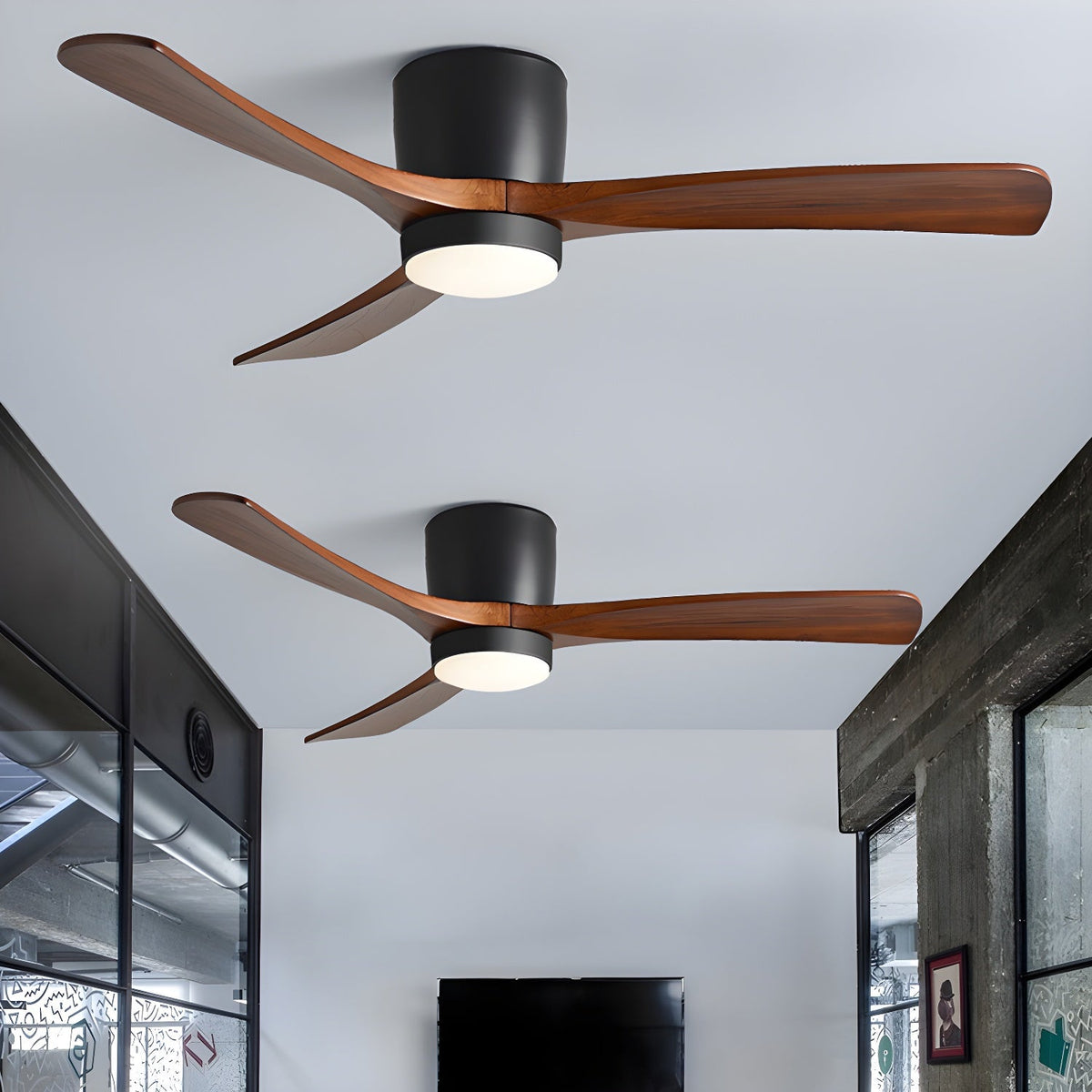 Nordic Wooden Ceiling Fan Light with Remote LED