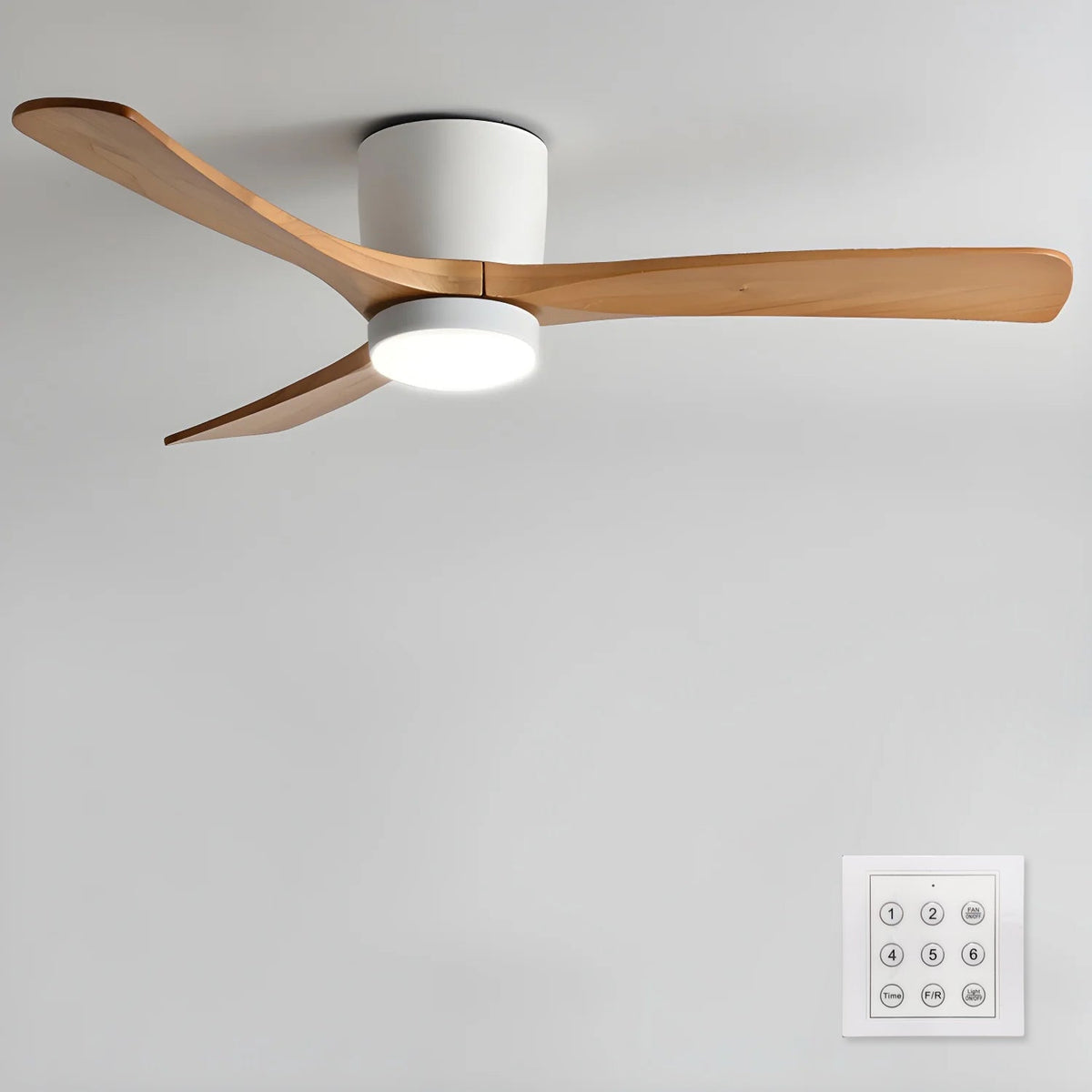 Nordic Wooden Ceiling Fan Light with Remote LED