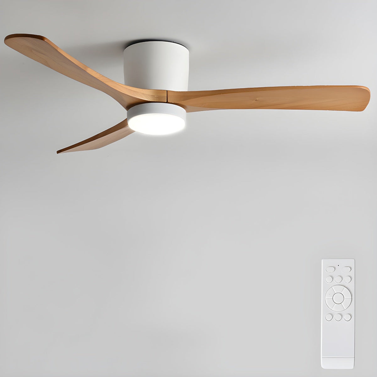 Nordic Wooden Ceiling Fan Light with Remote LED