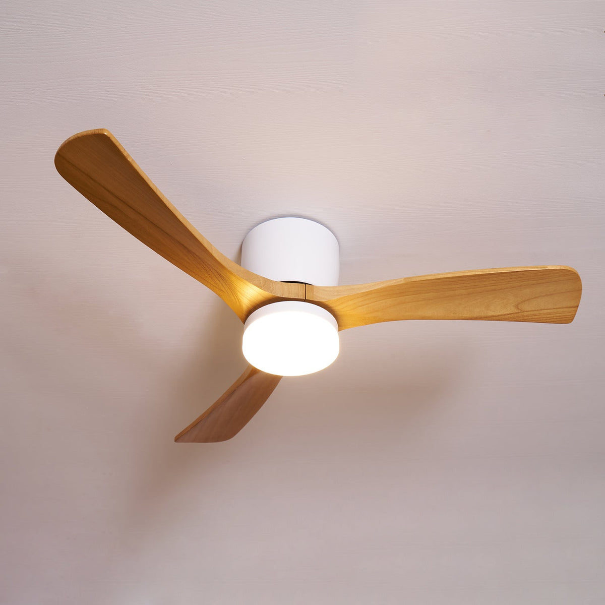 Nordic Wooden Ceiling Fan Light with Remote LED