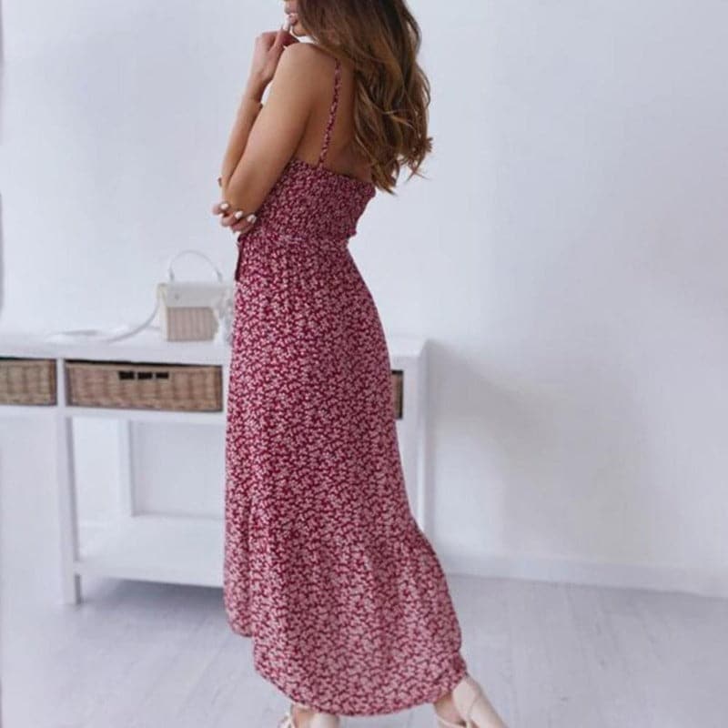 Image of Norma | Women's Spaghetti Strap A-Line Midi Dress