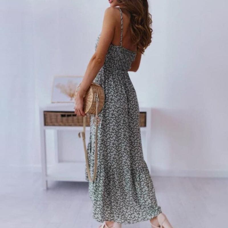 Image of Norma | Women's Spaghetti Strap A-Line Midi Dress