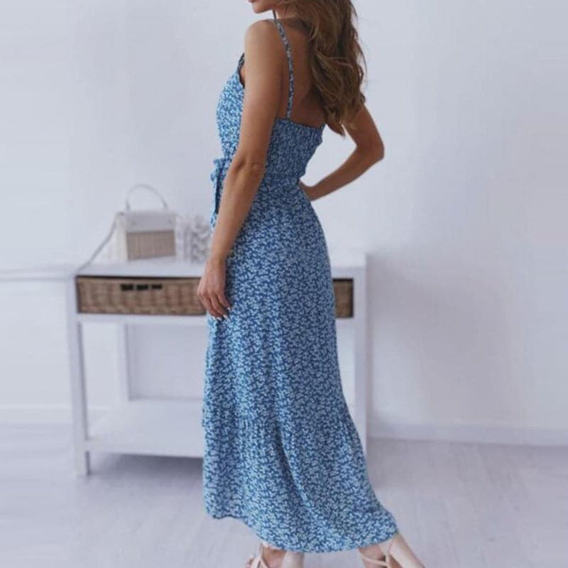 Image of Norma | Women's Spaghetti Strap A-Line Midi Dress
