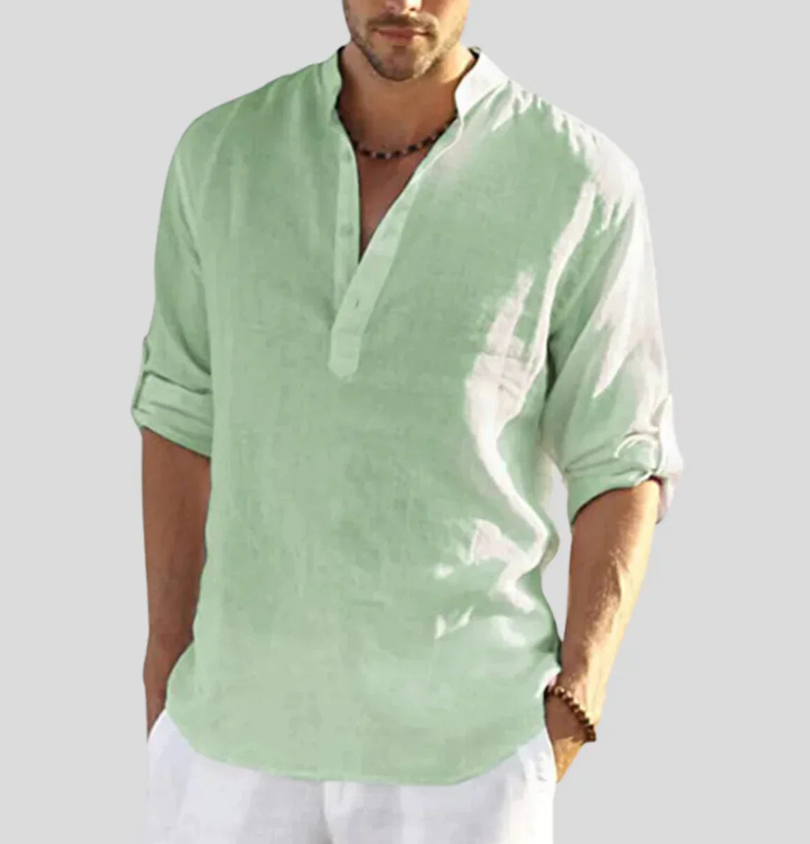 Image of Odin | Men's Band Collar Casual Shirt