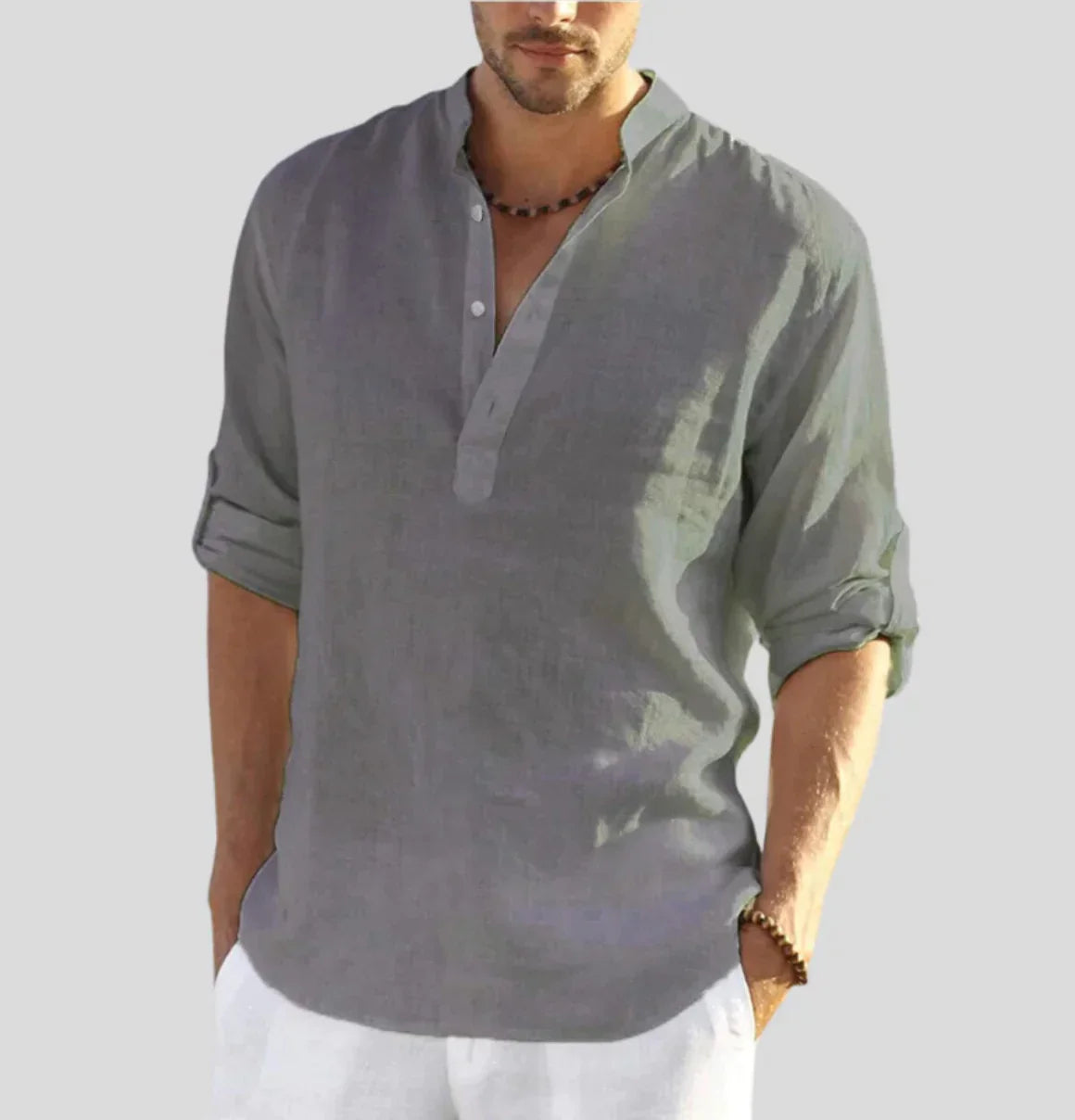 Image of Odin | Men's Band Collar Casual Shirt