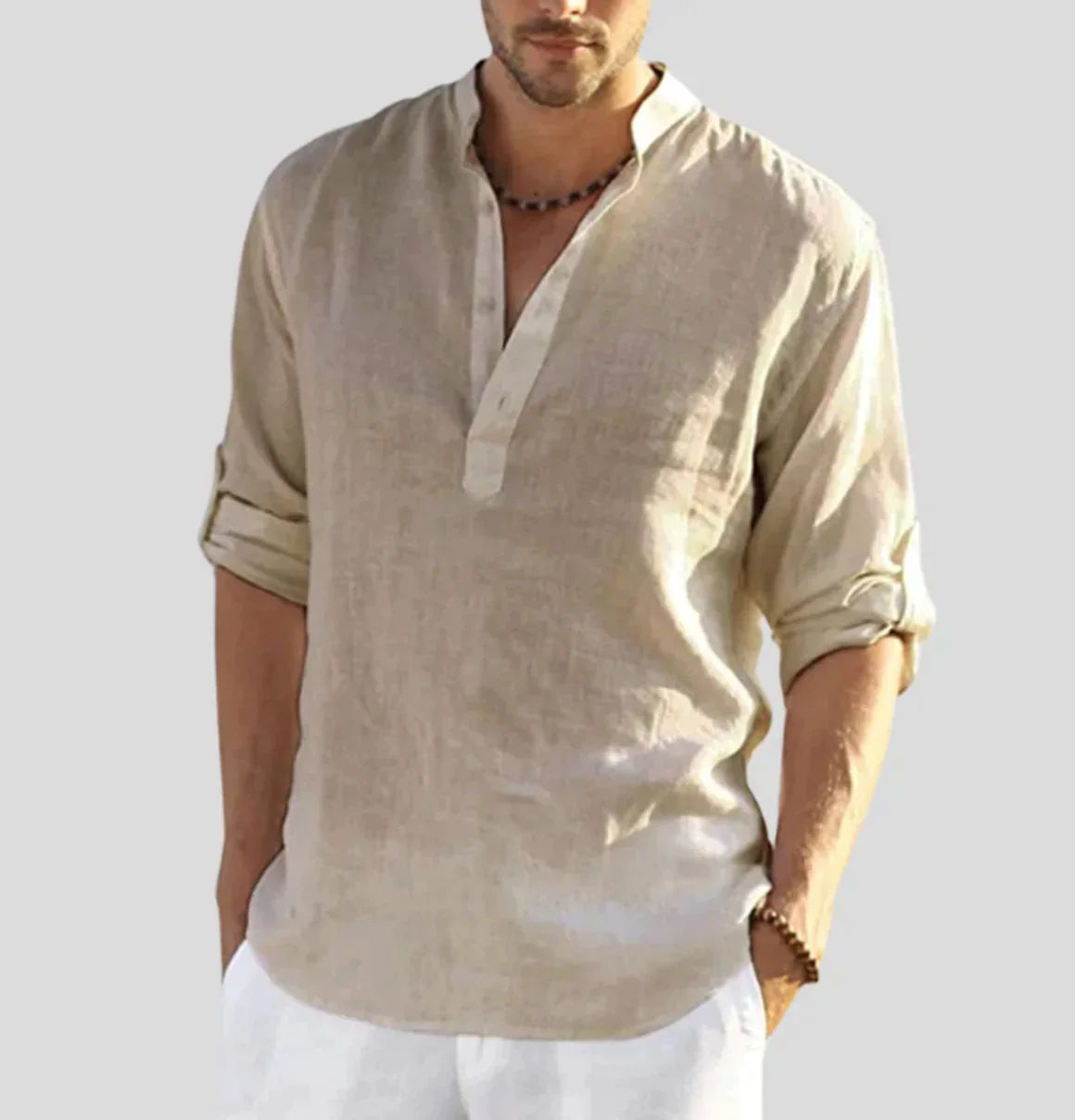 Image of Odin | Men's Band Collar Casual Shirt