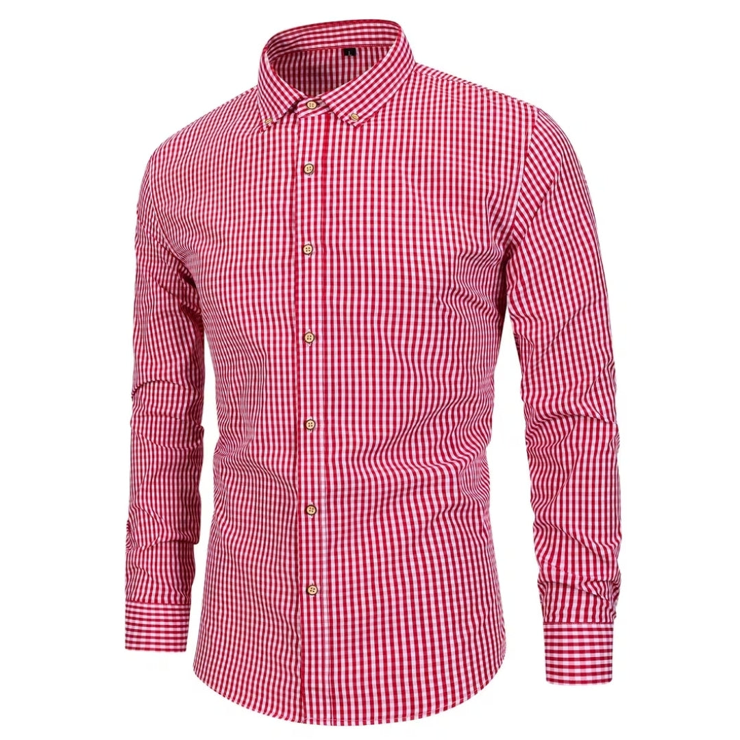 Oktoberfest Checkered Shirt - Long Sleeves with Button Closure
