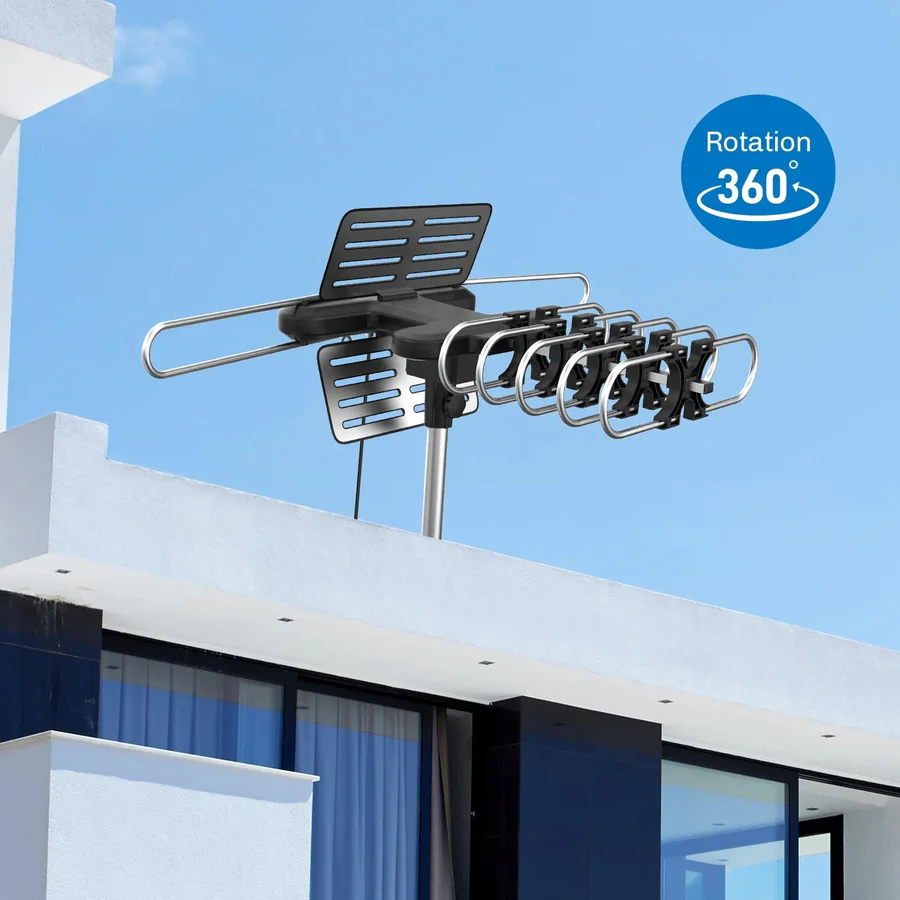 Outdoor HD TV Antenna with 360-Degree Motor