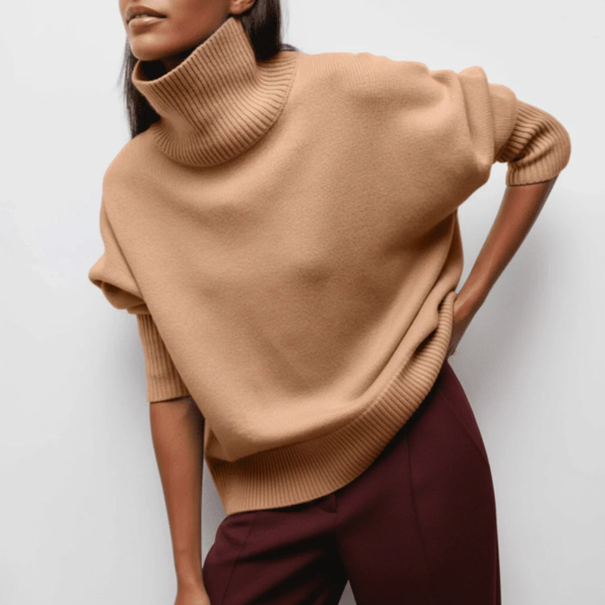 Oversized Turtleneck Sweater for Women AI replaced image