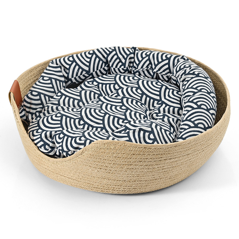 Paper Rope Cat Bed with Washable Cover