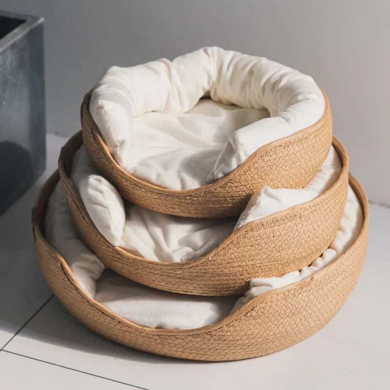 Paper Rope Cat Bed with Washable Cover