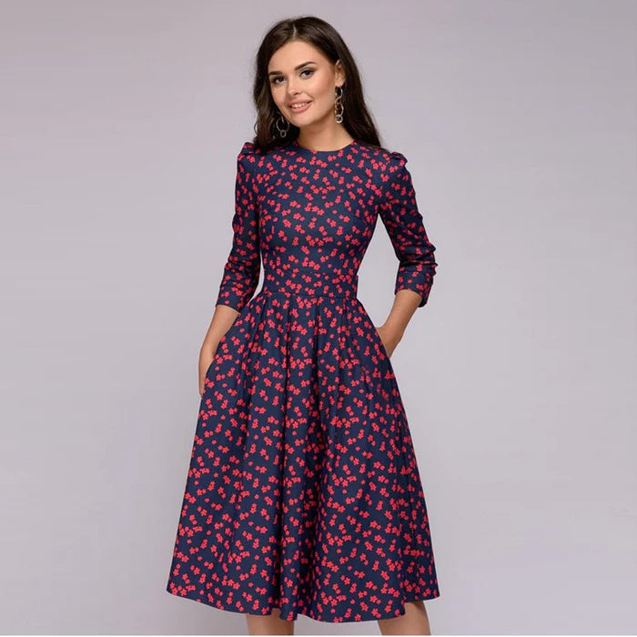 Image of Patricia | Women's Dress with Pockets A-Line Midi Dress