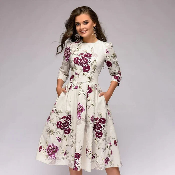 Image of Patricia | Women's Dress with Pockets A-Line Midi Dress
