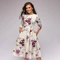 Patricia | Women's Dress with Pockets A-Line Midi Dress