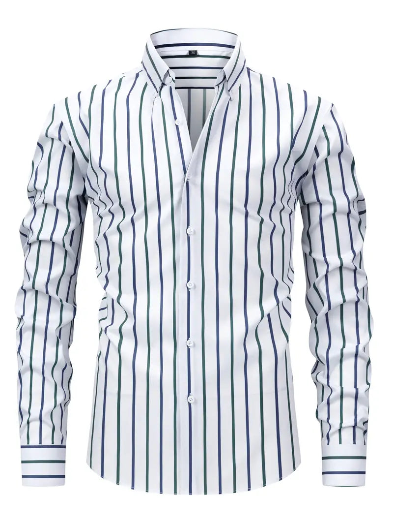 Image of Percy | Men's Striped Button-Down Shirt