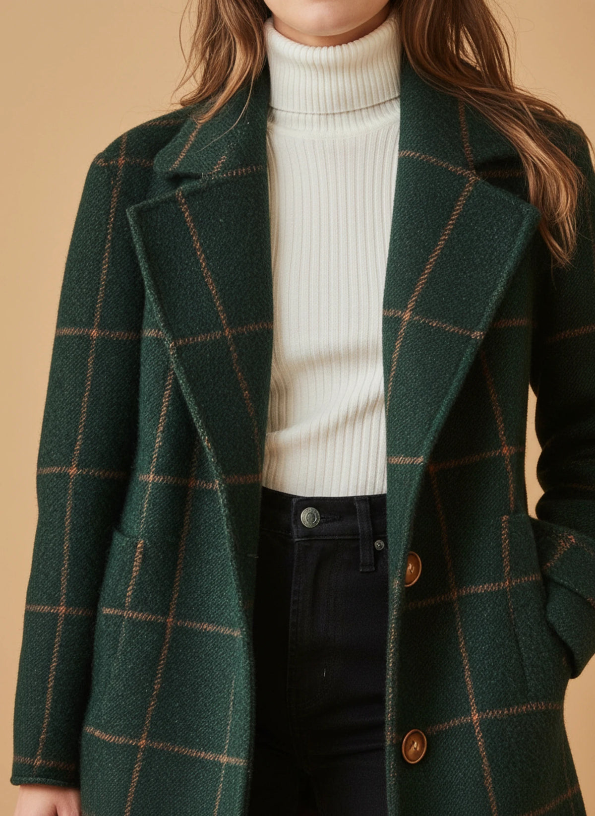 Plaid Long Coat for Women