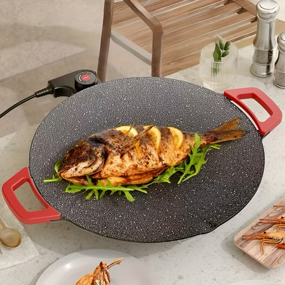 Plug-In Smokeless Cast Iron Countertop Grill Pan