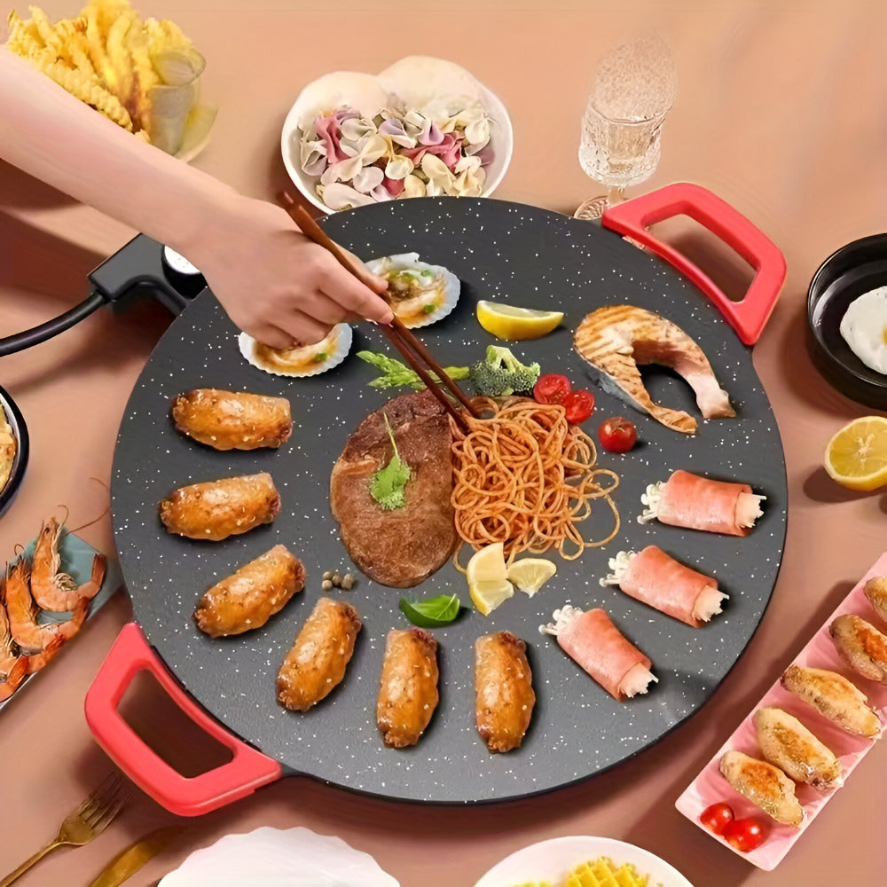 Plug-In Smokeless Cast Iron Countertop Grill Pan