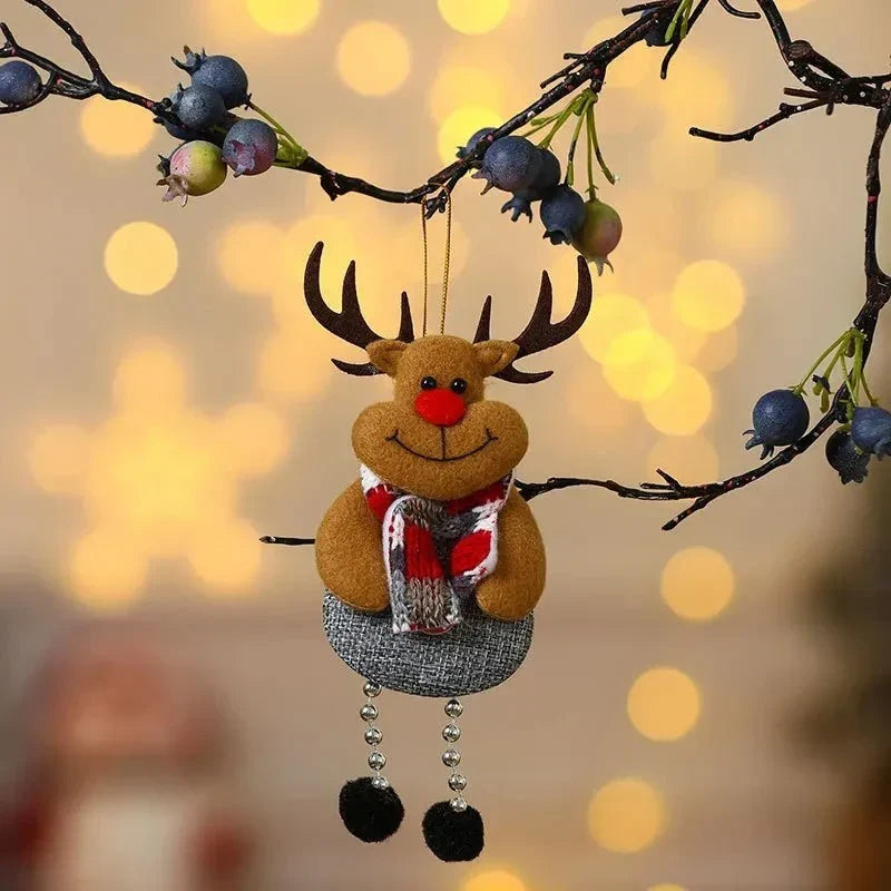 Plush Christmas Ornaments with Dangling Legs and Holiday Character Designs