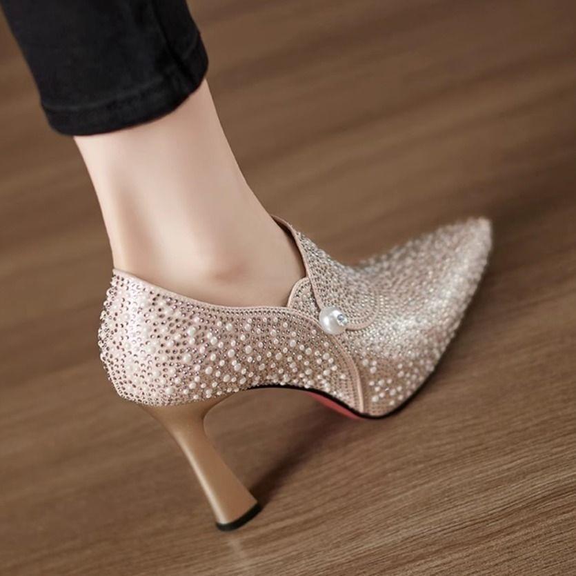 Image of Polly | Women's Embellished Pointed Toe Stiletto Heels